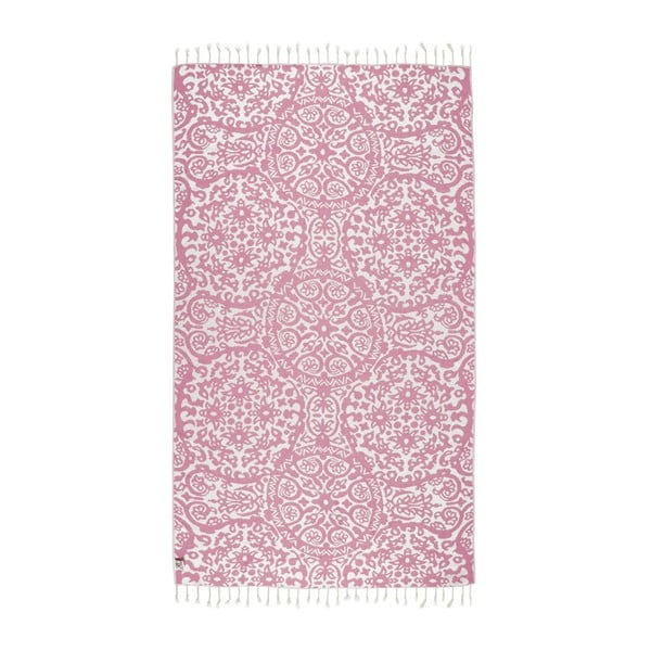 Rožnata brisača za hamam Kate Louise Camelia, 165 x 100 cm