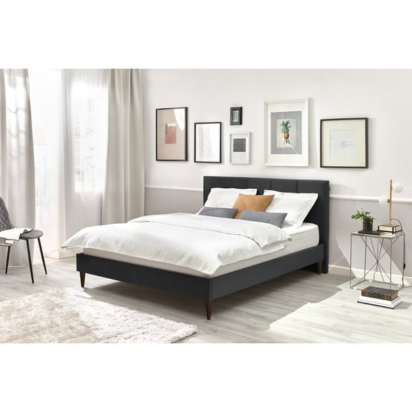 Temno siva žametna zakonska postelja Bobochic Paris Vivara Dark, 180 x 200 cm-image-3