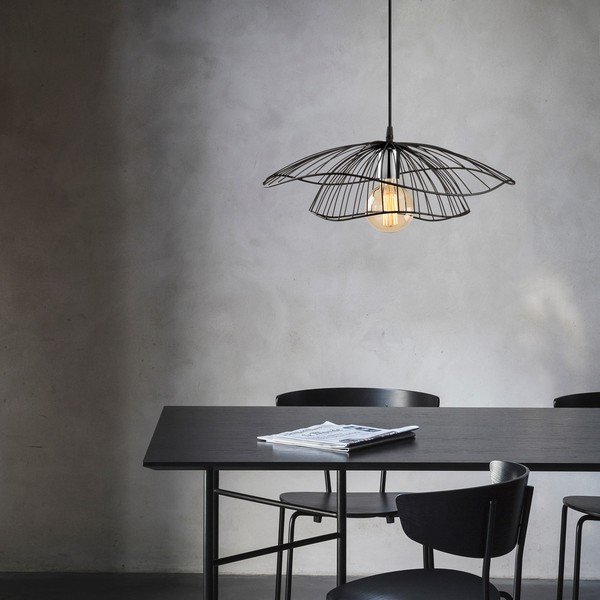 Črna viseča svetilka s kovinskim senčilom ø 50 cm Farac – Opviq lights-image-4