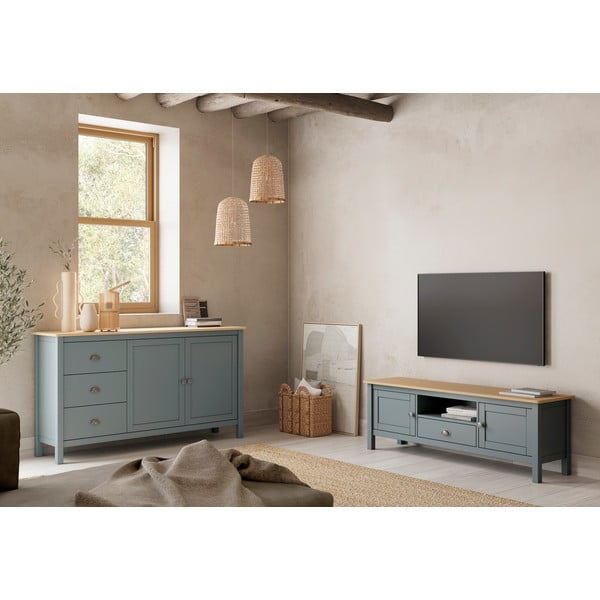 Prašno zelena komoda iz masivnega bora 150x80x40 cm Misti – Marckeric-image-1