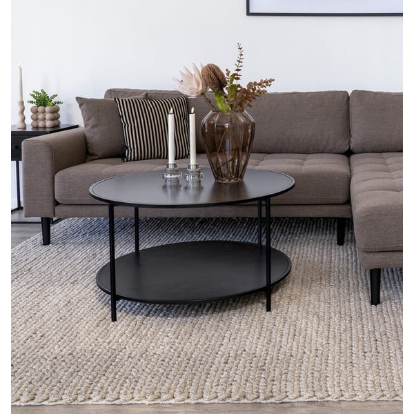 Črna okrogla mizica s črno mizno ploščo ø 80 cm Vita – House Nordic-image-1