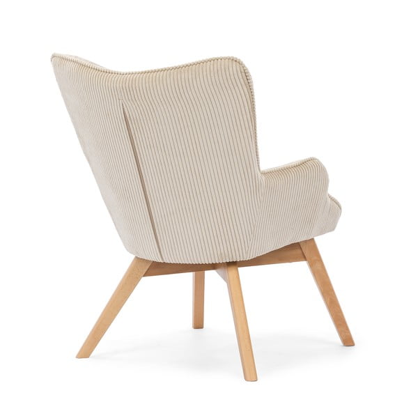 Bež fotelj iz rebrastega žameta Niko – Ropez-image-3