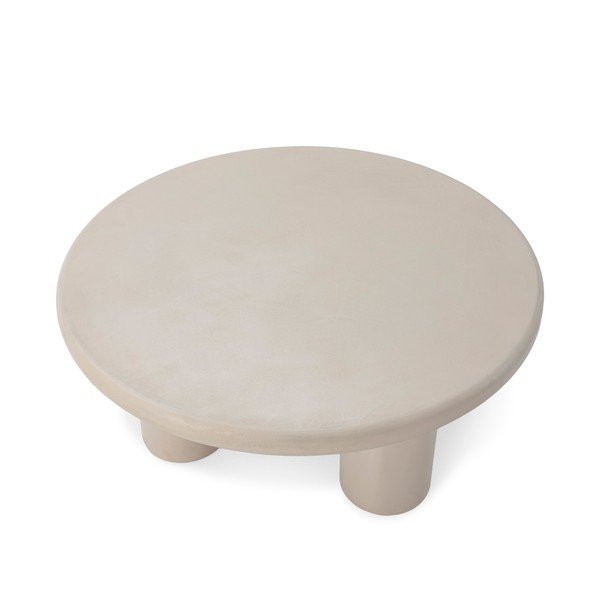 Kremno bela okrogla klubska mizica v kamnitem dekorju ø 80 cm Iriel – MOME-image-3