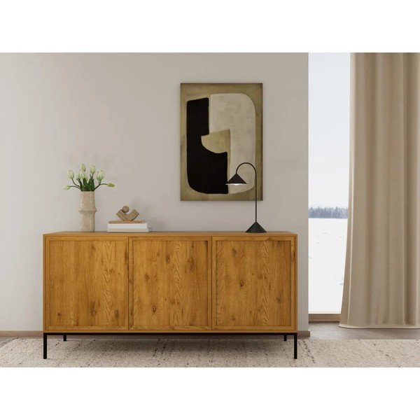 Komoda v hrastovem dekorju v naravni barvi 158x80x40 cm Palmdale – Actona-image-1