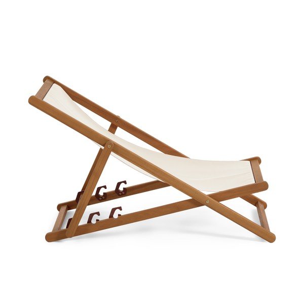 Kremno bel zložljiv ležalnik za plažo iz akacijevega lesa Kave Home Adredna-image-4