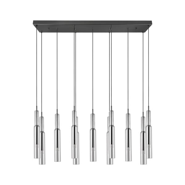 Črna/srebrna LED viseča svetilka s steklenim senčnikom Lucent – Trio Select