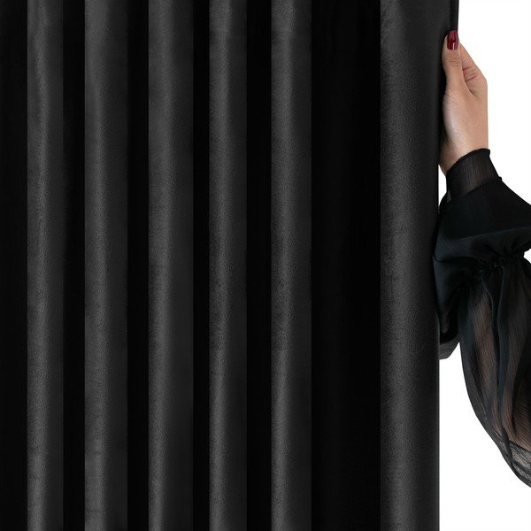 Črna žametna zavesa za delno zatemnitev 200x250 cm Velto – Filumi-image-3