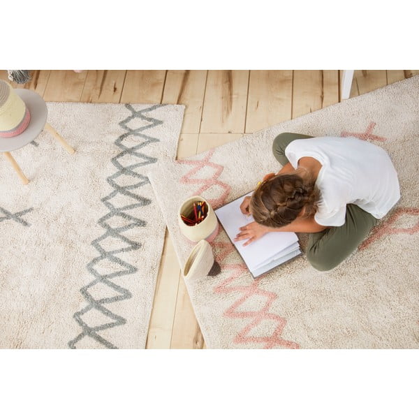 Modra/kremno bela pralna ročno tkana bombažna preproga 120x160 cm Atlas Natural – Lorena Canals-image-3