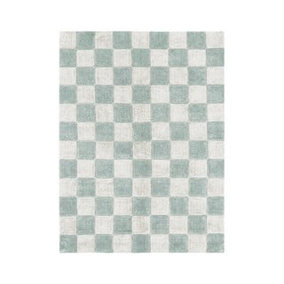 Svetlo modra/kremno bela pralna ročno tkana bombažna preproga 120x160 cm Kitchen Tiles Blue Sage – Lorena Canals