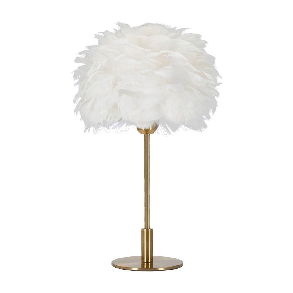 Namizna svetilka v beli in zlati barvi (višina 50 cm) Ball Feather