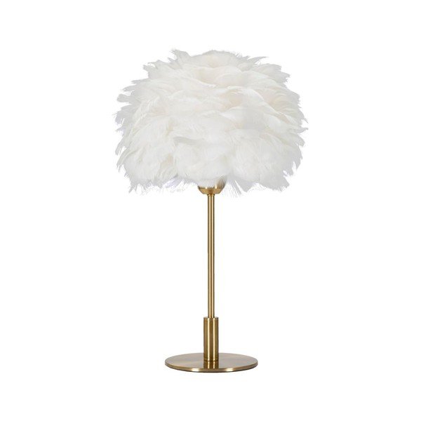 Namizna svetilka v beli in zlati barvi (višina 50 cm) Ball Feather – Mauro Ferretti