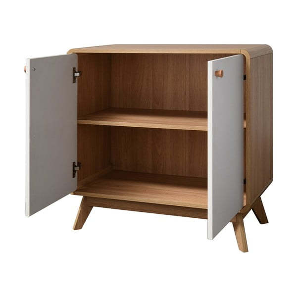 Bela nizka komoda v hrastovem dekorju 75x75 cm Cassie - Støraa -image-2