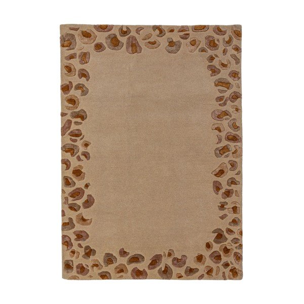 Ročno tkana preproga iz mešanice volne v naravni barvi 160x230 cm Leopard Frame – Flair Rugs
