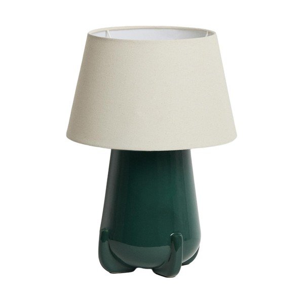 Zelena/slonokoščena keramična namizna svetilka (višina 45,5 cm) Odra – Kave Home