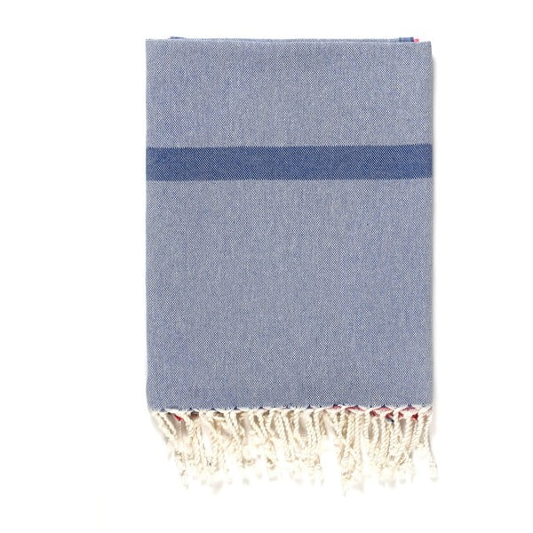Modro-siva brisača iz mešanice bombaža Kate Louise Cotton Collection Line Blue Grey Pink, 100 x 180 cm