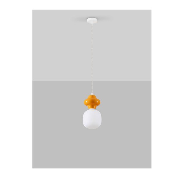 Bela/oranžna keramična viseča svetilka s steklenim senčilom ø 18 cm Clio – Nova Luce-image-3