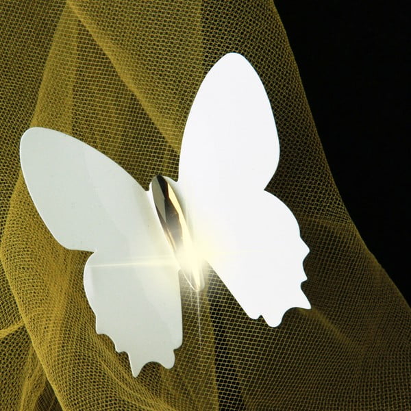 Komplet 12 beliih 3D nalepk Ambiance Diamond Butterflies-image-2