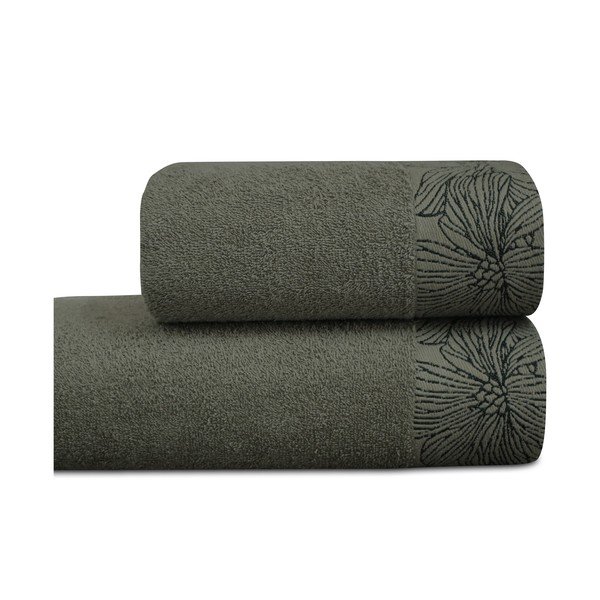 Temno zelena frotirna bombažna brisača 50x100 cm Valencia – My House-image-2