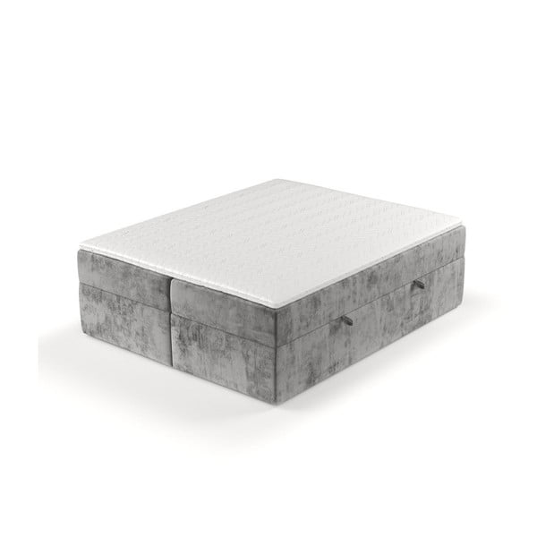 Siva boxspring postelja s prostorom za shranjevanje 200x200 cm Yoko – Maison de Rêve