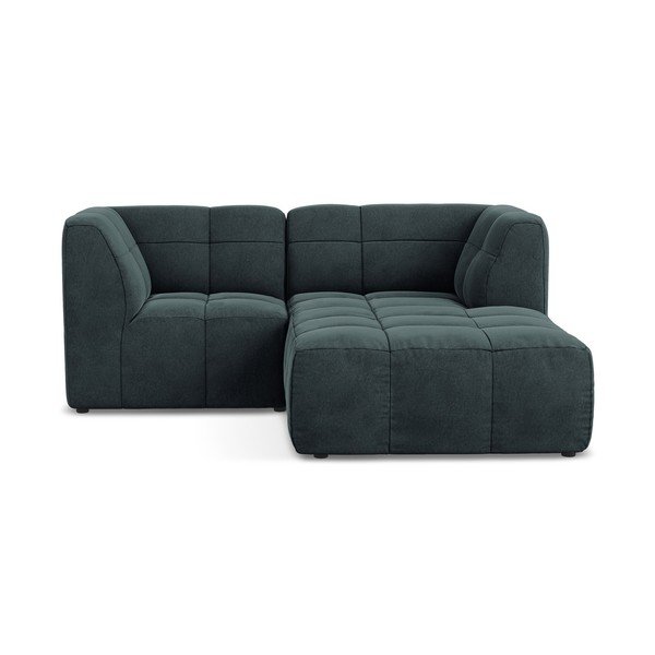 Modra žametna kotna sedežna garnitura (desni kot/z ležalnikom) Aloha – Makamii