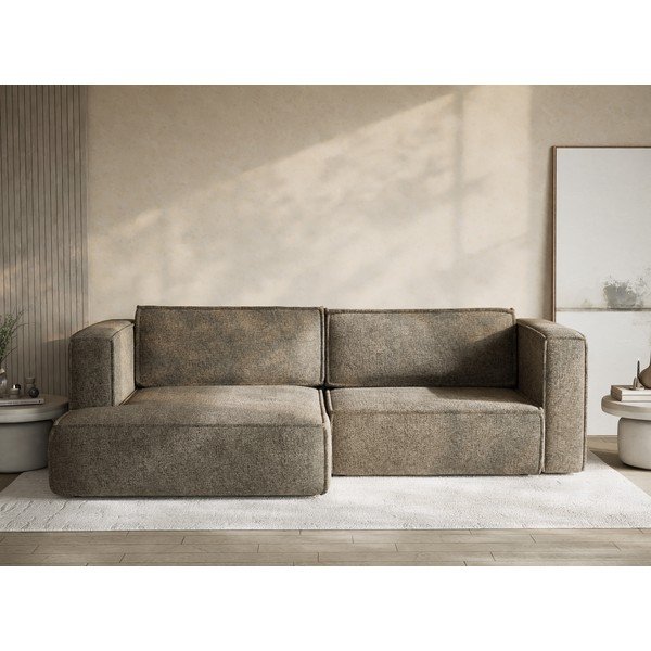 Rjava raztegljiva/s prostorom za shranjevanje kotna sedežna garnitura iz šenilje (levi kot/z ležalnikom) Velto – Maison de Rêve-image-1