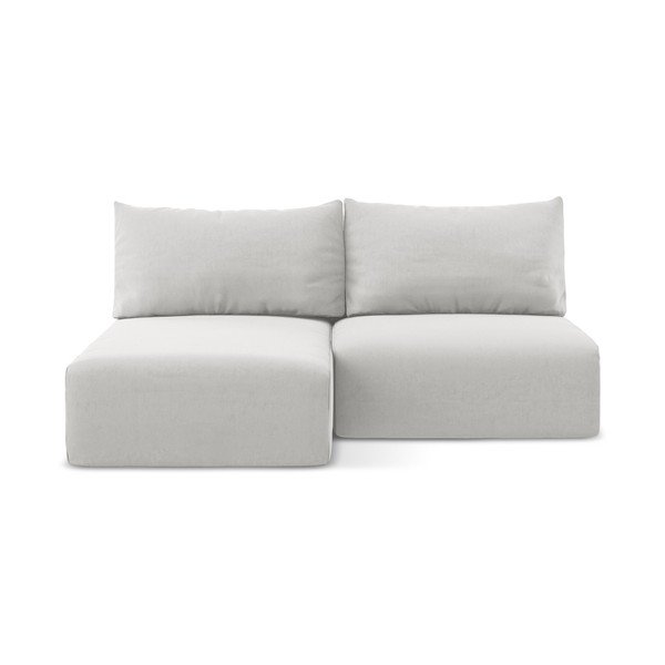 Svetlo siva žametna raztegljiva/s prostorom za shranjevanje kotna sedežna garnitura (levi kot/z ležalnikom) Kalena – Makamii