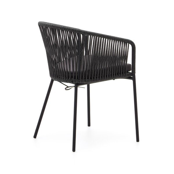 Črn kovinski/oblazinjen vrtni stol Yanet – Kave Home-image-4