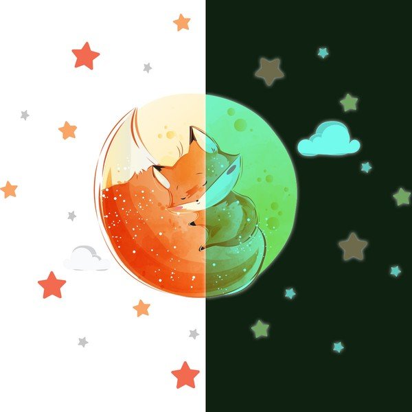 Otroška stenska nalepka 30x30 cm Dreamy Fox - Ambiance-image-4