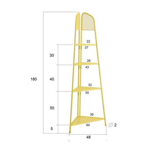 Rumena kovinska vogalna polica za balkon Garden Pleasure MWH, višina 180 cm-image-1