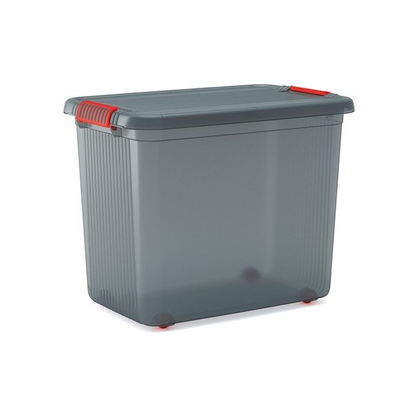 Siva plastična škatla za shranjevanje s pokrovom 59x39x45 cm K Latch Box – KIS