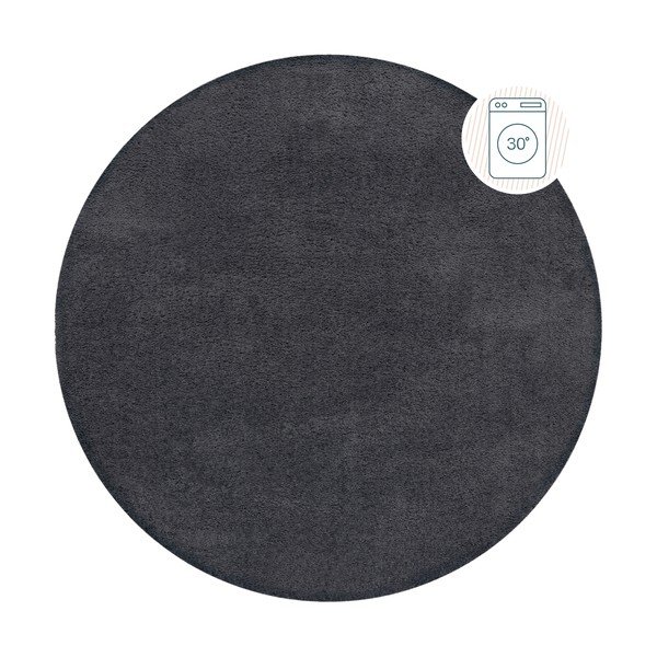 Temno siva pralna okrogla preproga iz recikliranih vlaken 180x180 cm Fluffy – Flair Rugs