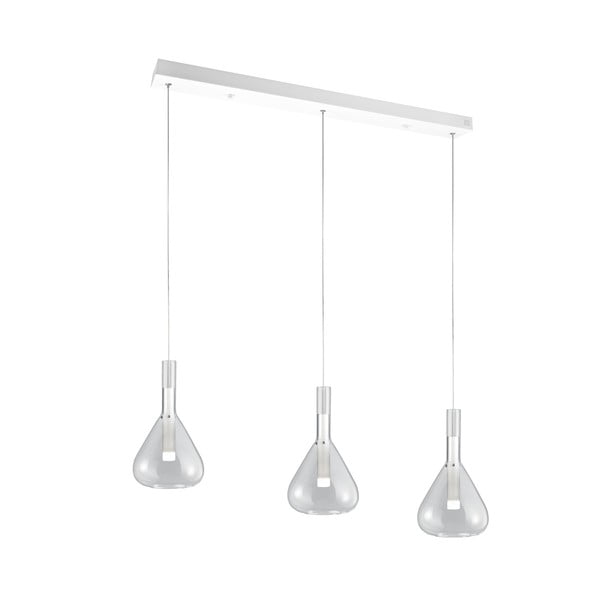 Bela LED viseča svetilka s steklenim senčilom Cipera – CINQUE
