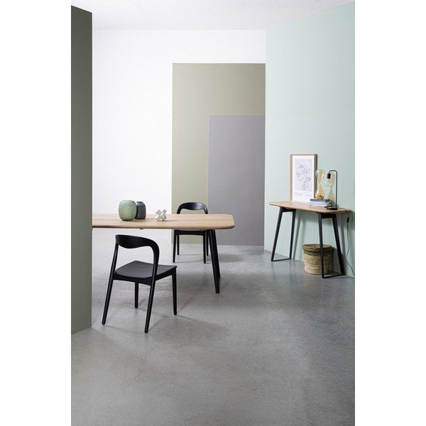 Črna/v svetli naravni barvi stranska mizica z mizno ploščo iz mangovega lesa 40x130 cm Nashik – Bizzotto-image-1