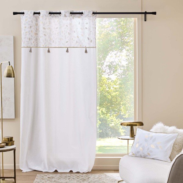 Bela zavesa iz mešanice bombaža 140x240 cm Duchesse – douceur d'intérieur-image-1