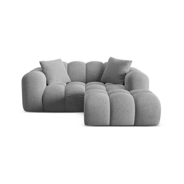 Svetlo siva kotna sedežna garnitura iz šenilje (desni kot/z ležalnikom) Treno – Cosmopolitan Design