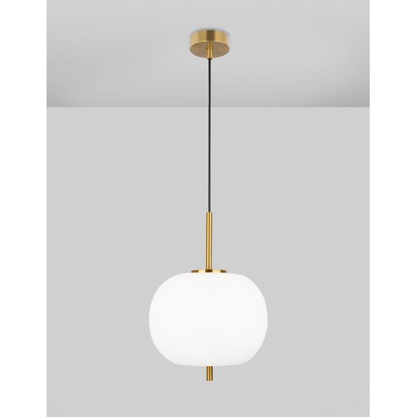 Bela/medeninasta steklena viseča svetilka ø 30 cm Lato – Nova Luce-image-1