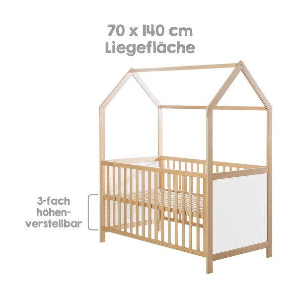 Otroška posteljica v beli in naravni barvi 70x140 cm – Roba-image-3