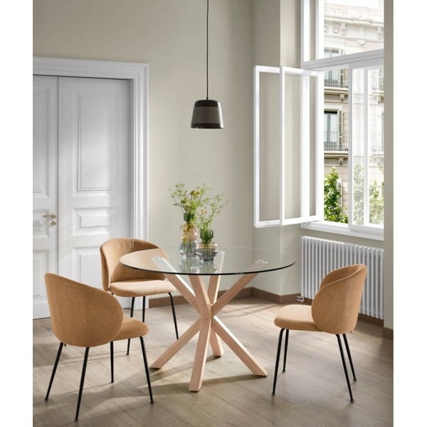 Gorčično rumen oblazinjen jedilni stol Minna – Kave Home-image-1