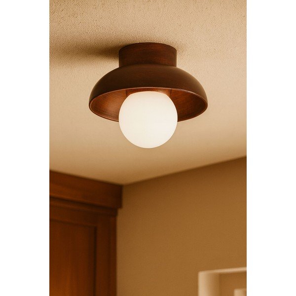 Rjava stropna svetilka s steklenim senčilom ø 24 cm Elsa – Opviq lights-image-2