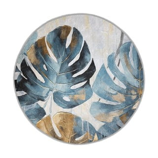 Modra pralna okrogla preproga ø 100 cm Golden Leaves – Mila Home
