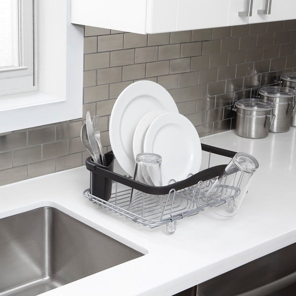 Črn jeklen odcejalnik posode 37x29 cm Sinkin – Umbra-image-2