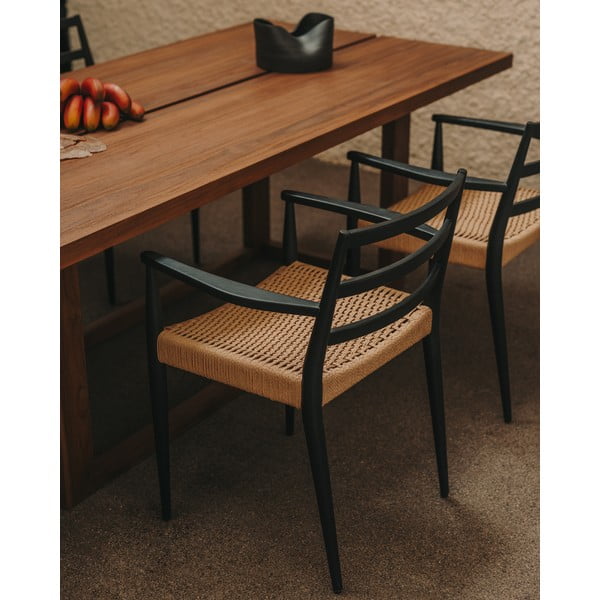 Jedilna miza iz masivnega tika v naravni barvi 100x220 cm Sashi – Kave Home-image-2