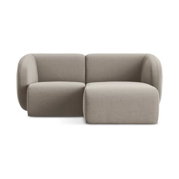 Svetlo rjava žametna kotna sedežna garnitura (desni kot/z ležalnikom) Lani – Makamii