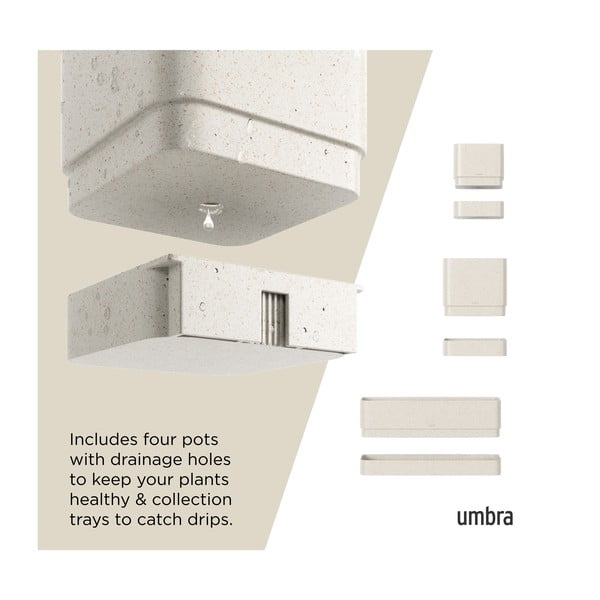 Plastični cvetlični lonci v kompletu 4 ks za zelišča/viseči Cubiko – Umbra-image-3