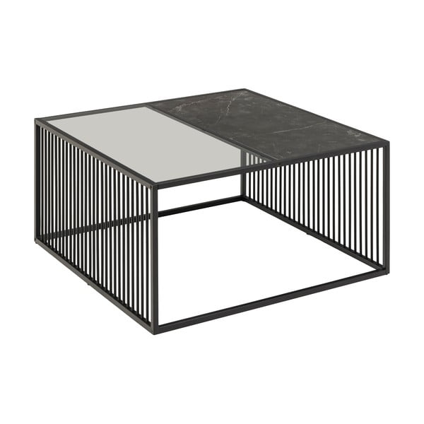 Črna mizica s stekleno mizno ploščo 80x80 cm Strington – Actona-image-4