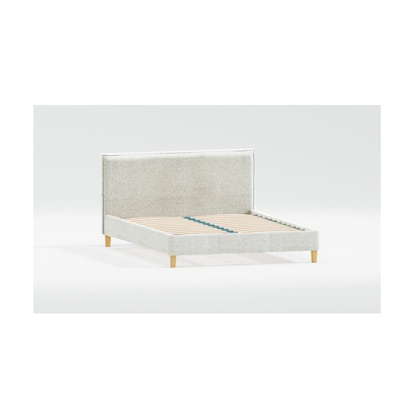 Bež oblazinjena zakonska postelja z letvenim dnom 200x200 cm Tina – Ropez-image-1