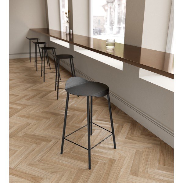 Črn usnjen barski stol Flamingo Bull – LIND DNA-image-1