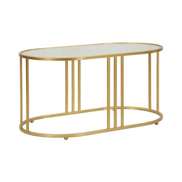 Klubska mizica s stekleno mizno ploščo v beli in zlati barvi 50x90 cm Antalia – Mauro Ferretti