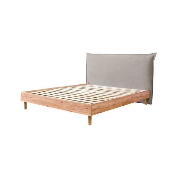 Svetlo siva/naravna zakonska postelja z letvenim dnom 160x200 cm Charlie – Bobochic Paris