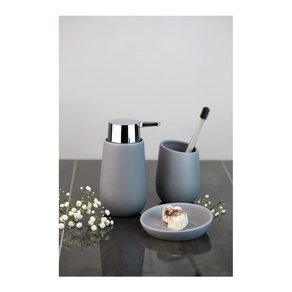 Siv keramičen dozirnik za milo 320 ml Badi – Wenko-image-2